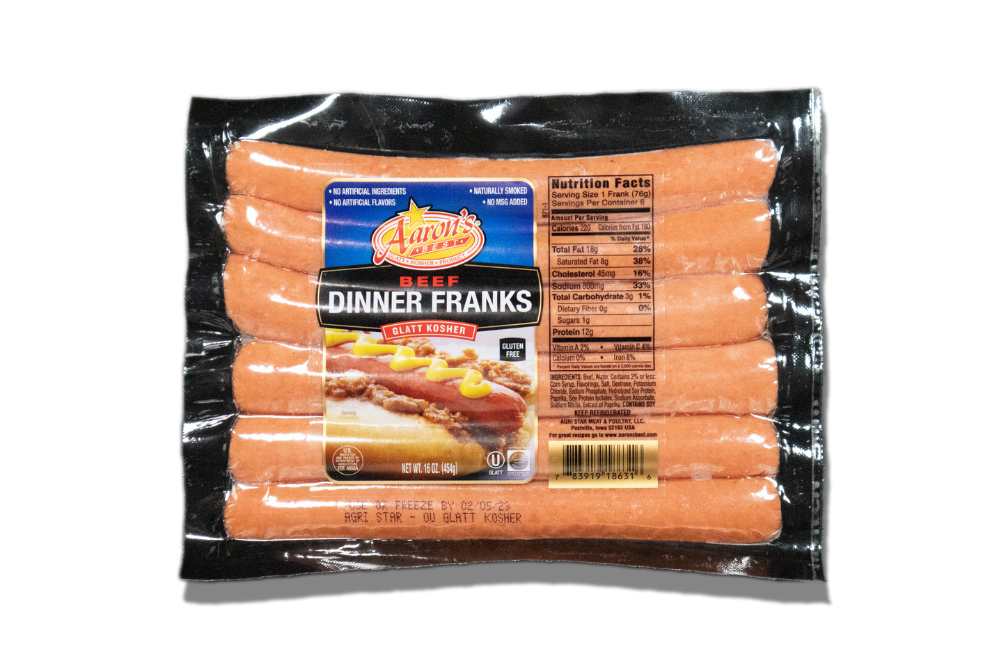Glatt Kosher Beef Dinner Franks by Rubashkin's Meat Store