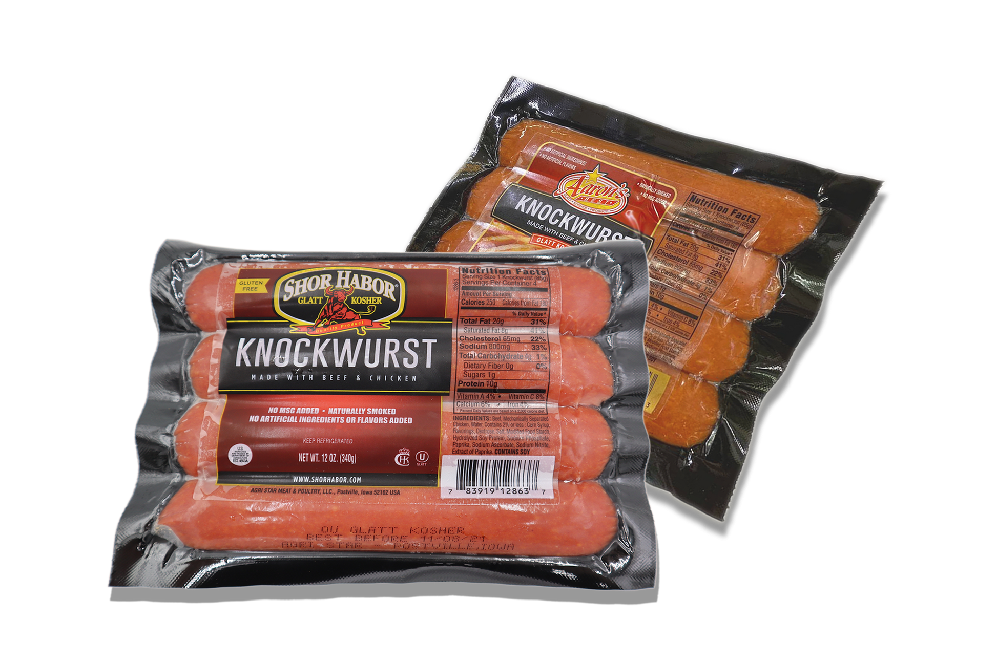 Glatt Kosher  Beef & Chicken Knockwurst by Rubashkin's Meat Store